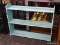 PAINTED SHELF; FREESTANDING SHELF, 3FT WIDE X 2FT 5IN TALL X 8IN DEEP, THREE SHELF SPACES, PAINTED