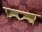 WOODEN WALL SHELF; HEART SHAPED HOLE, PLATE GROOVE, 2FT WIDE X 5IN DEEP X 7IN TALL.