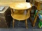 TWO-LEVEL END TABLE; ROUND END TABLE WITH AN UPPER AND LOWER SHELF, STANDING 2FT 1IN TALL WITH A 1FT