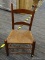 MULE EAR RUSH BOTTOM SIDE CHAIR; VINTAGE WOODEN MULE EAR SIDE CHAIR WITH INTACT RUSH BOTTOM SEAT,