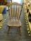 VINTAGE ARROW BACK CHAIR; SOLID WOOD SPINDLE POSTS WITH ARROW BACK, SADDLE SEAT, AND 