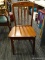 WOODEN ARROWBACK SIDE CHAIR; RICH CHERRY COLORED WOODEN SIDE CHAIR WITH ARROW BACK AND SLIGHT SADDLE