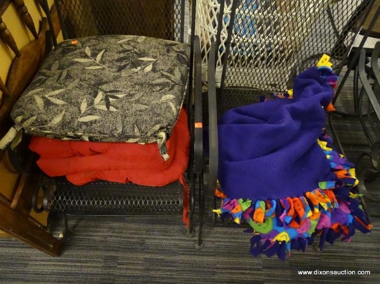 LOT OF ASSORTED ITEMS; LOT INCLUDES 3 RED TIE ON SEAT CUSHIONS, AND A MULTI-COLORED SMILEY FACED