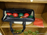 EDDIE BAUER BOCCE BALL SET; COMPETITION BOCCE SET WITH EIGHT 107MM PHENOTECH BOCCE BALLS WITH