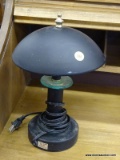 MODERN LAMP; BLACK MATTE FINISH LAMP WITH BRASS FINIAL. MEASURES 1 FT 1 IN TALL