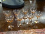 PINK DEPRESSION GLASS MARTINI GLASSES; TOTAL OF 8 ETCHED PINK DEPRESSION MARTINI GLASSES IN