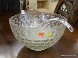 PUNCH BOWL AND CUPS; BUBBLE PATTERN PUNCH BOWL WITH MATCHING CUPS AND CLEAR PLASTIC LADLE. GREAT FOR