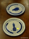 GORDONSVILLE POTTERY PLATES; 2 TOTAL. 1 HAS A PINEAPPLE PATTERN AND 1 HAS A GRAPE PATTERN. BOTH