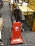 DIRT DEVIL MVP VACUUM CLEANER; RED, 12 AMP MOTOR WITH MOTOR GUARD, ATTACHED VACUUM HOSE AND