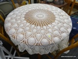 KNIT TABLECLOTH; BEAUTIFUL OFF-WHITE KNITTED TABLECLOTH FOR A ROUND TABLE.HAS A CENTER CIRCULAR