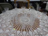 SET OF CRYSTAL STEMWARE; 15 PIECE SET OF CRYSTAL STEMWARE WITH ETCHED PATTERN AROUND THE RIM.