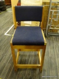 VINTAGE CANE SEAT CHAIR; VINTAGE WOODEN LADDERBACK SIDE CHAIR WITH MULE EARS, AND WOVEN INTACT CANE