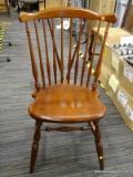 VINTAGE BRACE BACK SIDE CHAIR;SOLID WOOD BRACE BACK WINDSOR STYLE CHAIR WITH SADDLE SEAT, AND H