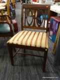 VINTAGE WOODEN SIDE CHAIR; BERNHARDT FURNITURE COMPANY WOODEN SIDE CHAIR WITH SHERIDAN BACK, TAN,