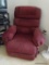 (MBED) RECLINER; LAZY BOY RECLINER IN RED UPHOLSTERY- VERY GOOD CONDITION- 32 IN X 33 IN X 43 IN