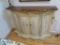 (LR) CREDENZA; CHERRY AND PAINTED BASE SERPENTINE FRONT CREDENZA- EXCELLENT CONDITION- 38 IN X 12 IN