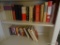 (OFFICE) BOOKS; 2 SHELVES OF COOKBOOKS AND NOVELS- MASTERING THE ART OF FRENCH COOKING BY JULIA