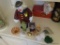 (OFFICE) MISC. LOT; LOT INCLUDES 13 IN CLOWN DOLL ON STAND, FAUX JADE ORIENTAL FIGURE, PORCELAIN