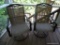 (PORCH) PATIO CHAIRS; 2 REVOLVING VINYL WOVEN AND ALUMINUM PATIO CHAIRS- 24 IN X 27 IN X 41 IN