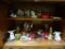 (LR) MISCELL LOT; MISC. LOT OF FIGURINES, CHRISTMAS ORNAMENTS, BOXES, SNOW GLOBE, RUSSIAN DOLLS ON
