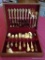 (DIN) FLATWARE; 74 PCS. OF GOLD PLATED FLATWARE IN FLATWARE BOX- PLACE SETTING FOR 8 WITH SERVING