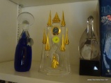 (OFFICE) MISC. LOT; LOT INCLUDES COBALT ANGEL PAPERWEIGHT- 8 IN H, GLASS CINDERELLA LEAVING THE