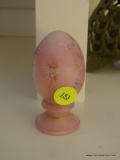 (OFFICE) FENTON EGG; FENTON HAND PAINTED EGG ON STAND- SIGNED AND NUMBERED- 871/2500- 4 IN H