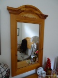 (BR1) PINE MIRROR; BROYHILL PINE MIRROR WITH APPLIED CARVING- 27 IN X 47 IN ( MATCHES 160 AND 162)