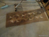 (BASE) RUG; MACHINE MADE BEIGE RUG WITH GEOMETRIC PATTERNS- 22 IN X 60 IN