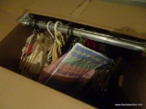 (BASE) VINTAGE CLOTHING; BOX OF VINTAGE CLOTHING FROM 60'S TO INCLUDE PROM DRESS, WOOL COAT, DRESSES
