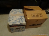 (BASE) BOX OF MATERIAL; 2 LARGE BOXES OF MISCELL MATERIAL