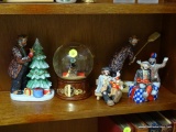 (LR) CLOWN FIGURINES, EMMETT KELLY CLOWN FIGURINES AND SNOW GLOBE- TALLEST- 7 IN