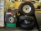 MISCELL. WHEELS; HAND TRUCK WHEELS-PR. OF 2.50 X 4 HARD RUBBER WHEELS AND 1 -4.10 X 3.50 - 4 RUBBER