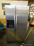 KITCHENAID SIDE BY SIDE REFRIGERATOR; STAINLESS STEEL KITCHENAID SUPERBA FRIDGE WITH IN DOOR ICE AND
