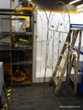 METAL TRELLIS; 2 PIECE ARCHED METAL TRELLIS' WITH LEAF CUT OUTS, AND CURLING 