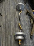BARBELL AND WEIGHT; METAL 4 FT BARBELL WITH POWER LIFT WEIGHTS. COMES WITH 2-15 LB, AND 2- 8 LB