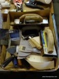 TRAY LOT OF ASSORTED ITEMS; LOT INCLUDES PROFORM JOINT TAPE, KOBALT LARGE INSIDE CORNER TROWEL, A