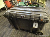ROLLING TOOL BOX; HUSKY VINYL ROLLING TOOL BOX WITH CONTENTS- CONTENTS INCLUDE- ROOFING NAILS, FENCE
