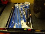 TRAY LOT OF TOOLS; TRAY LOT INCLUDES ALL NEW IN PLASTIC- 2 FILES, 4 HIGH SPEED DRILL BITS AND A COLD