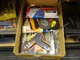 TOOL LOT; TOOL LOT CONSISTS OF BRAND NEW- HOT GLUE GUN, SLIDING T BEVEL, TAPE MEASURES, HOBBY IRON