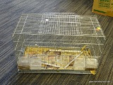 METAL BIRD CAGE; STAINLESS STEEL WIRE BIRD CAGE. COMES WITH 4 FOOD TRAYS, 3 WOODEN PERCHES, AND A