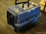 PETMATE KENNEL; BLUE PETMATE KENNEL JR FOR SMALL DOGS. HAS FRONT DOOR AND TOP HANDLE. THIS KENNEL