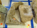 LOT OF TERRARIUM DECOR; 2 PIECE LOT TO INCLUDE A REALIST ROCK POOL, AND CORNER RESIN ROCK PIECE FOR