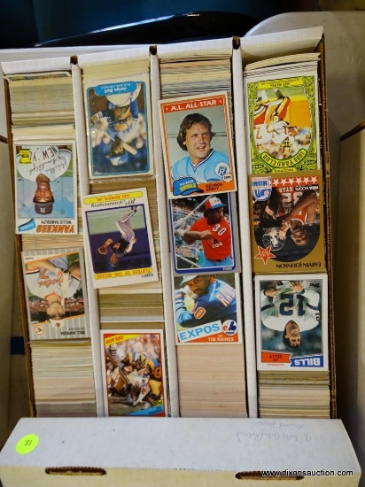 BOX OF UNRESEARCHED HOCKEY, BASEBALL, BASKETBALL, AND FOOTBALL CARDS; BOX OF 3,200 UNRESEARCHED '90