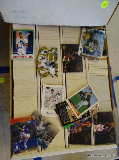 BOX OF UNRESEARCHED BASEBALL CARDS; BOX OF 3,200 UNRESEARCHED '92 DONRUSS, FLEER, AND TOPPS BASEBALL