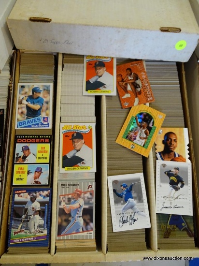 BOX OF UNRESEARCHED BASEBALL CARDS; BOX OF 3,200 UNRESEARCHED '89 TOPPS AND FLEER BASEBALL CARDS TO
