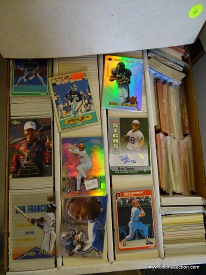 BOX OF UNRESEARCHED BASEBALL AND FOOTBALL CARDS; BOX OF 3,200 UNRESEARCHED TOPPS, HOLOGOLD, SELECT,