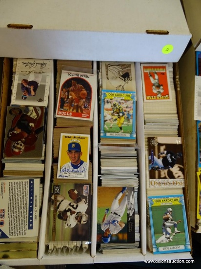 BOX OF UNRESEARCHED BASEBALL AND FOOTBALL CARDS; BOX OF 3,200 UNRESEARCHED FLEER ULTRA, GOLD LABEL,