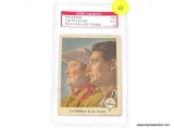 TED WILLIAMS GRADED CARD; 1953 FLEER TED WILLIAMS AND JIM THORPE CARD #70. EMC GRADING IN PLASTIC