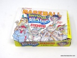 BASEBALL AWESOME ALL STARS WAX PACKS; 36 COUNT OF LEAF 1988 BASEBALL AWESOME ALL STARS STICKERS &
